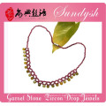 Elegant Woman Jewels CZ Drop Decoration Garnet Necklace